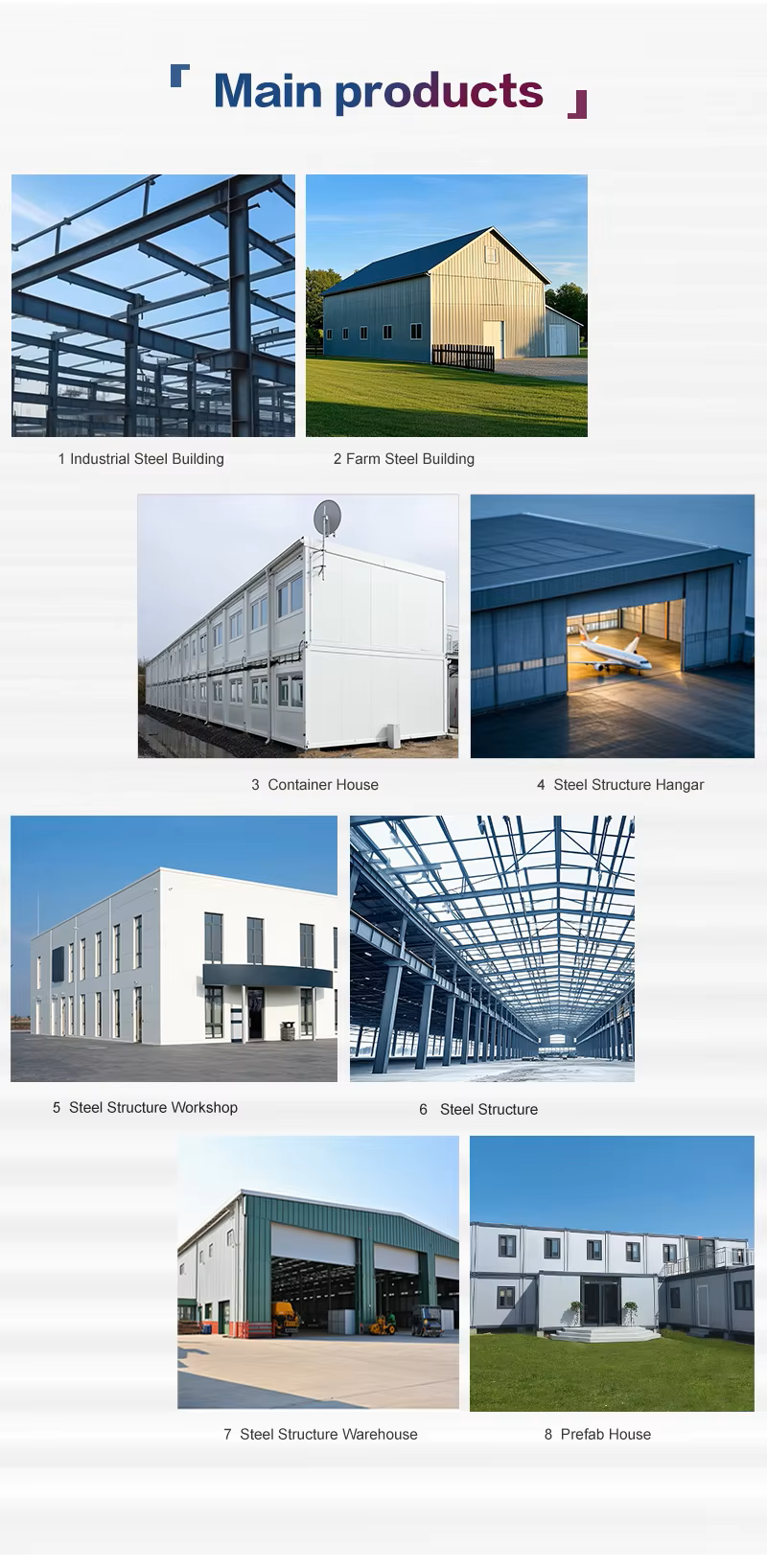 Galvanized Customized Industrial Prefabricated Metal Warehouses Steel Structure Frame Welded