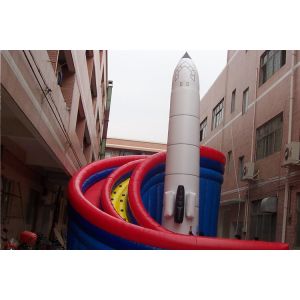 Cheap Rotating Inflatable Water Slide With Rocket Outdoor Moonwalk Waterslide Sliding Fun for sale