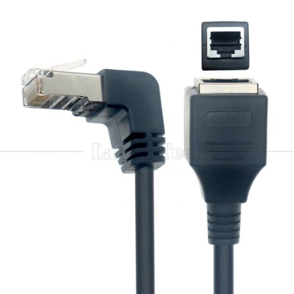 Quality OEM STP UTP 90 Degree Right Angle RJ45 8P8C Male to RJ45 Female Socket Cat5e Ethernet Cable wholesale