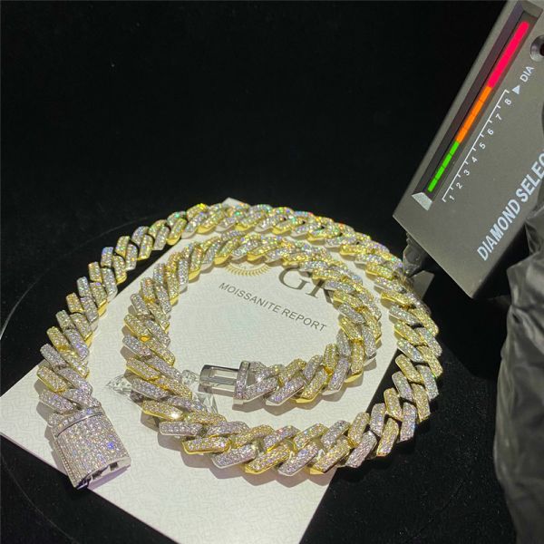 Quality Custom Moissanite Cuban Chain Necklace 24 Inch GRA Cuban Link For Music Concert wholesale