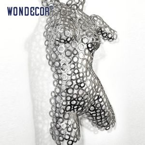 Circular Splicing Female Torso Stainless Steel Abstract Sculpture Wall