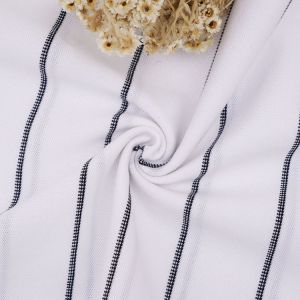 Pure Cotton Single Jersey Fabric Lightweight Breathable Striped Soft Texture
