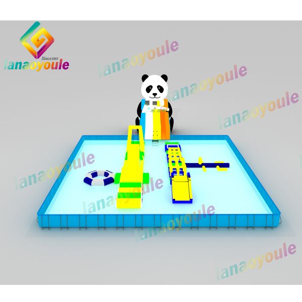 Quality Panda Cartoon Inflatable Water Park 0.6-0.9mm Plato Pvc Fire - Proof wholesale