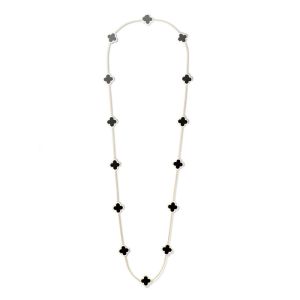 China V CA Alhambra long necklace 14 motifs Yellow gold Onyx Necklace VCARB13700 on sale