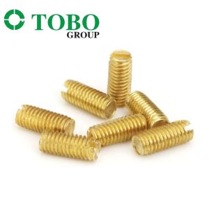 TOBO M4 M5 M6 Brass Slotted Set Screw With Flat Point Din551