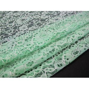 Custom Durable Cotton Nylon Embroidered Lace Fabric Green Flower Pattern