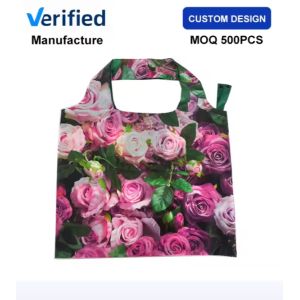 Wholesale RPET recycled polyester durable large shopping reusable grocery tote