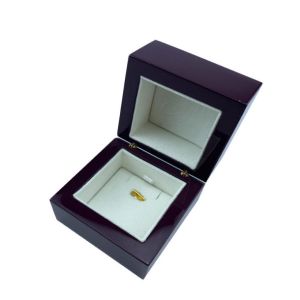 Walnut Small Ring Box Custom Glossy Wooden Jewelry Box With Velvet Inside Design