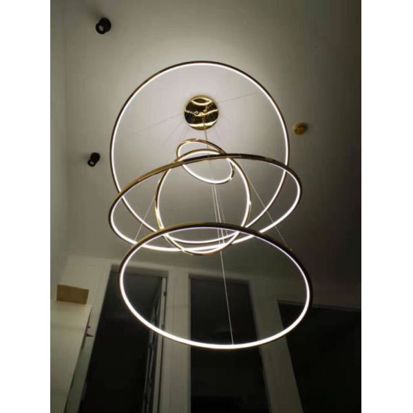 Stairwell staircase large chandelier circular ring pendant light(WH-NC-71)