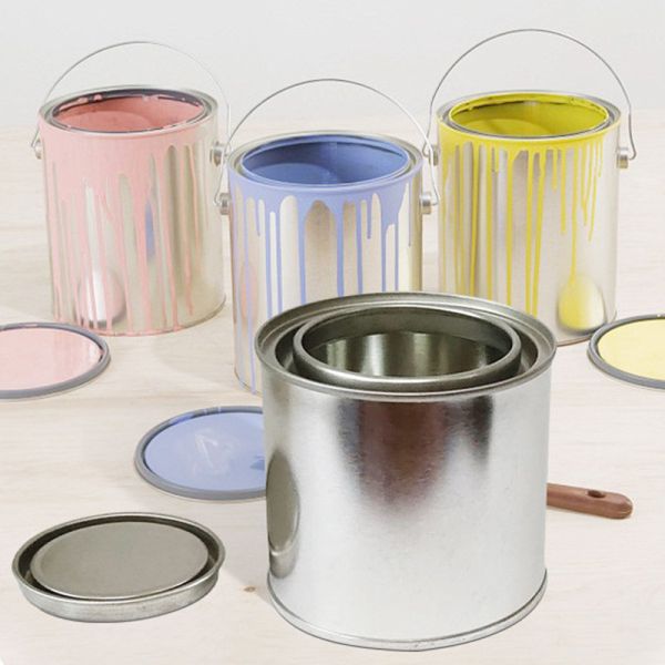 Quality 0.25L-20L Custom Empty Round Paint Can Paint Tin Containers With Tight Triple Lid wholesale