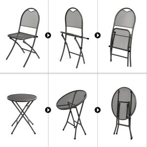 Outdoor Cafe Bistro Patio Custom Logo Dining Table and Chair Sets with Stackable