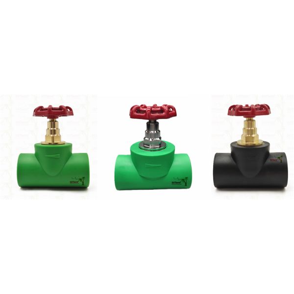 Black PPR Stop Valve With Chrome Plated / Brass Color Cartridge ISO 15784 Certified Global Vlave 20-110mm
