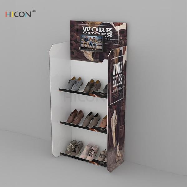 Quality 3-Tiers Custom White Acrylic Shoe Storage Display Rack with LCD Screen wholesale