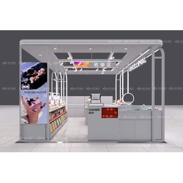 Skincare Shop Display Gray Series Makeup Shop Design Shelves for Cosmetic Store Design
