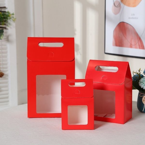 Simple Flip-Top Kraft Paper Gift Box With Window Gift Bag Creative Candy Packaging Paper Bag