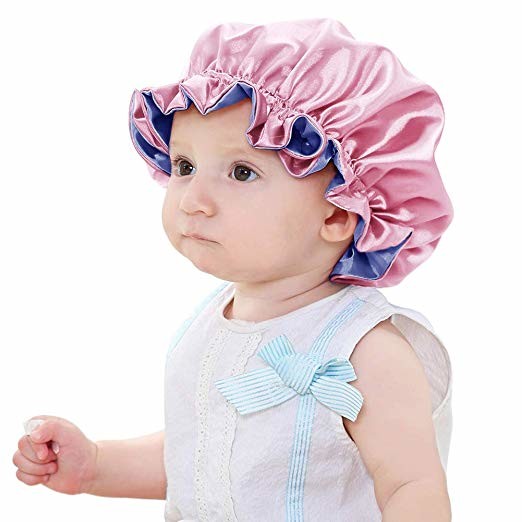 Quality Double Sided Mulberry Silk Sleep Cap , 43cm Pink Silk Bonnet wholesale