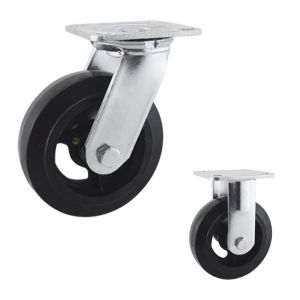 Rubber 150mm 510lbs Loading Heavy Duty Casters With Side Brake
