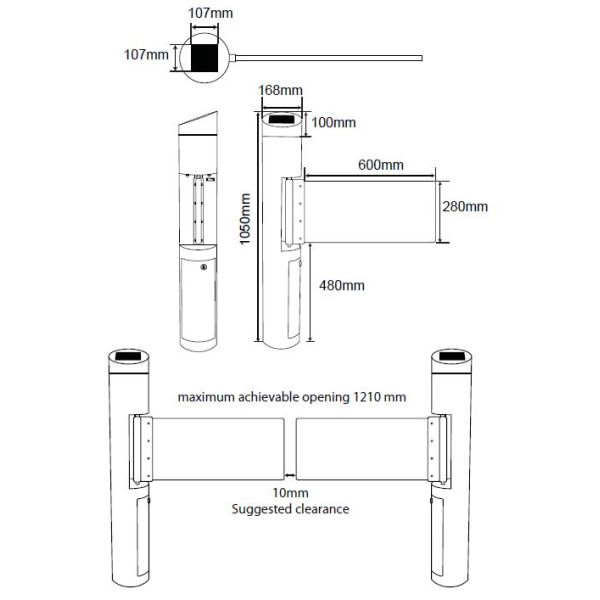 Auto Motorized Swing Barrier Gate 3A Stainless Steel With IR Sensor