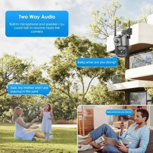 Wifi 4G IP Camera 4MP 2K PTZ Dual Lens 10X Zoom Outdoor Security Camera