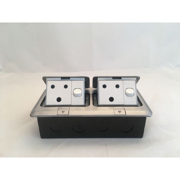 Long Life Pop Up 2 Gang Floor Outlet Aluminium Alloy Switched Floor Socket
