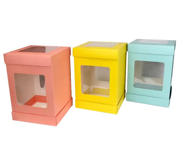 Quality 6 8 10 12 14 Inch Wedding Favor Square Tall Tiered Cake Paper Boxes Custom wholesale