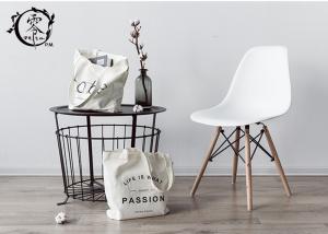 Cheap Natural Color Reusable Cotton ECO Shopping Bags , Tote Plain Color Simple Design Letter Bags for sale