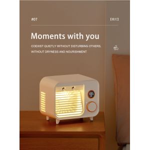 USB Mini Portable Wireless Fan Cooler with LED Night Light and Mist Spray