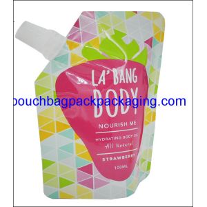 Juice packing bag with spout, stand up spout pouches plastic for food packaging