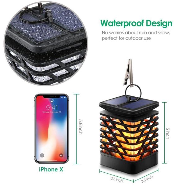 IP55 3500K Solar Pillar Light LED 1.2V Garden Dancing Flame Lamp With Flicker Flame