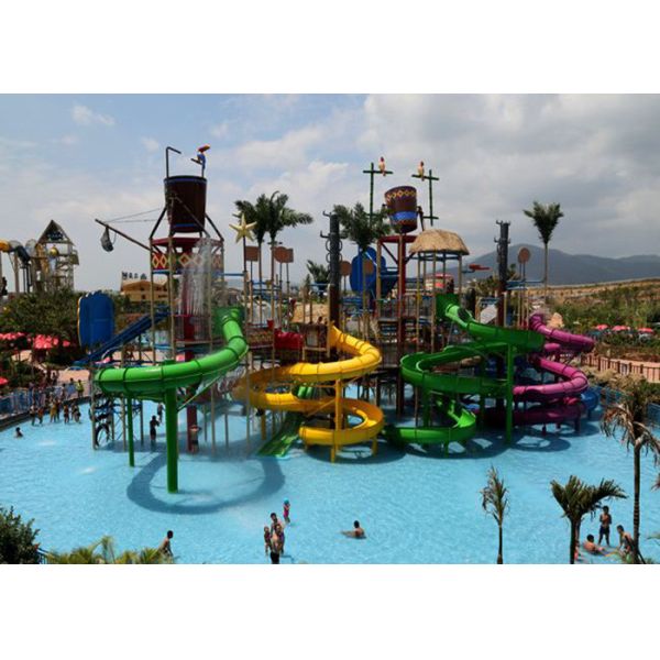 Quality Fun Aqua Playground / Amusement Park Slide With Spray / Water Curtain wholesale