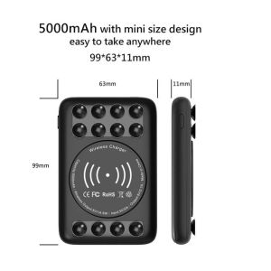 Cheap Sucking Wireless power bank with Qi 5W ABS materials, Black with 5000mah for sale