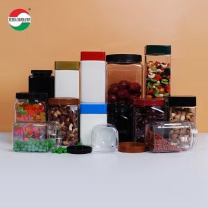 Food Grade PET Square Jar Screw Cap Direct Plastic Bottle For Clear Plastic Jars