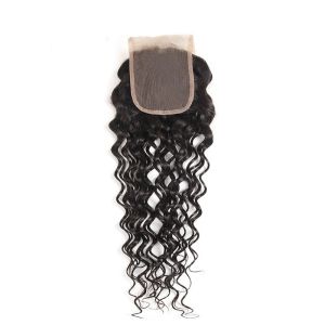 Peruvian Human Hair Closures With A Natural Part , Remy Hair Lace Closure