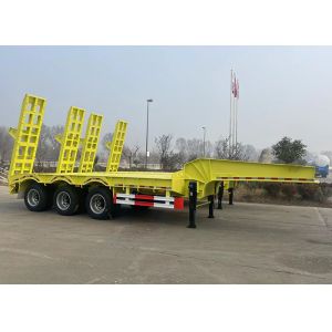 60 80 100 Tons Lowboy Gooseneck Semi Trailer Lowbed With Steel Material