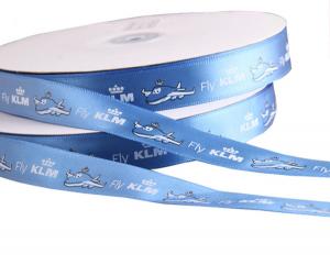 China custom cheap blue christmas Polyester satin ribbon sale with logo factory on sale