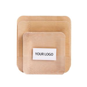 Indoor Bamboo Biodegradable Disposable Tableware Plates Practical Eco Friendly