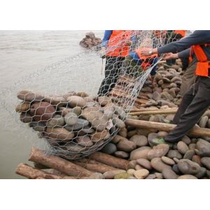 Galvanized Sack Gabion Mesh Cage / Bags Hot Dipped Hexagonal Hole Shape