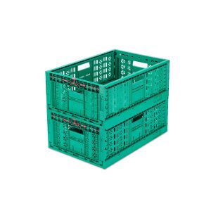PP Stackable Foldable Box Vegetable Plastic Crate in Durable Green for Food