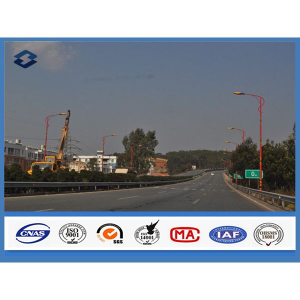 Quality Red Painting pedestrian light pole 220V / 50Hz Lamp Power , lamp post pole 7m height wholesale