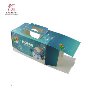 Full Color 350gsm cardboard Cupcake Paper Box , Christmas Paper Box With Handle