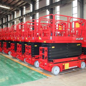 Cheap Four Wheeled Self Propelled Scissor Man Lift Aerial Work Platform Scissors Lift for sale
