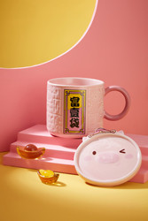 Boutique Mugs Customizable Lucky Embossed Mug Chinese Style Large Capacity