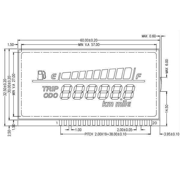 Factory price custom HONDA speedometer LCD display segment design lcd graphic lcd display