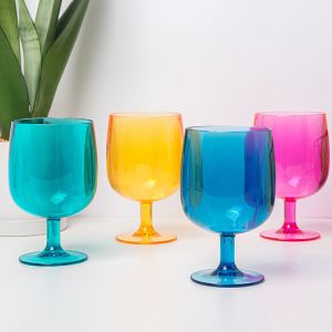 Stackable Reusable Plastic Wine Glasses Customize Logo Personalized Design Cups