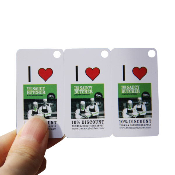 0.76mm 0.84mm Plastic PVC Card Key Tag ODM 3 Up Hot stamping Printing