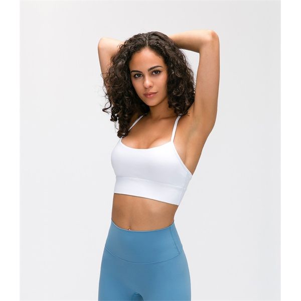 Flow Y Back Solid Color Sports Bra Pro Skin Widened Hem For Running Yoga Gym