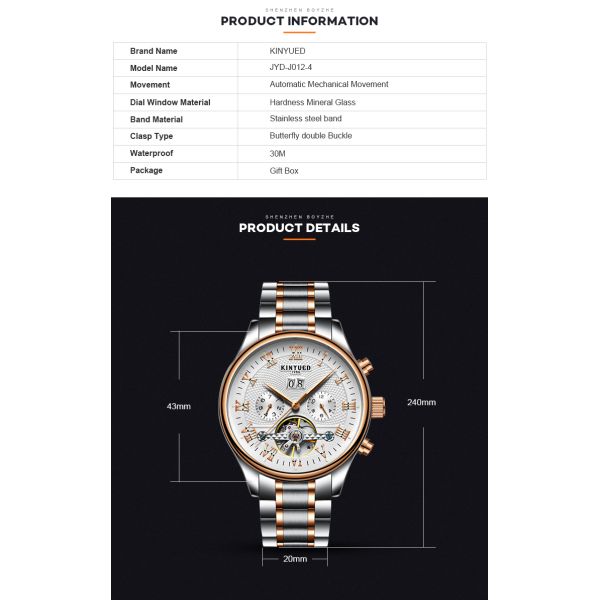 Butterfly Buckle Skeleton Mechanical Watch Dust Proof Long Working Life