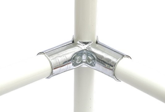 Quality Thickness 2.3mm HJ-2 Chrome-plated Metal Pipe Connector for OD 28mm Lean Pipe Warehouse Modular System wholesale