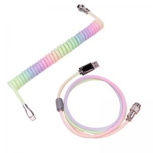 Cheap Mechanical Keyboard Cable Coiled Audio Connector Coupling USB Type-C Rainbow Cable for sale