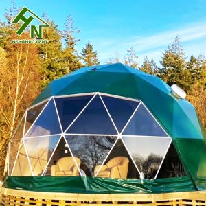 China Diameter 6m Green Color Igloo Glamping Dome Tent With Kitchen on sale